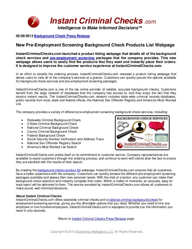 Nationwide, Federal, Statewide and Social Security Verification Checks